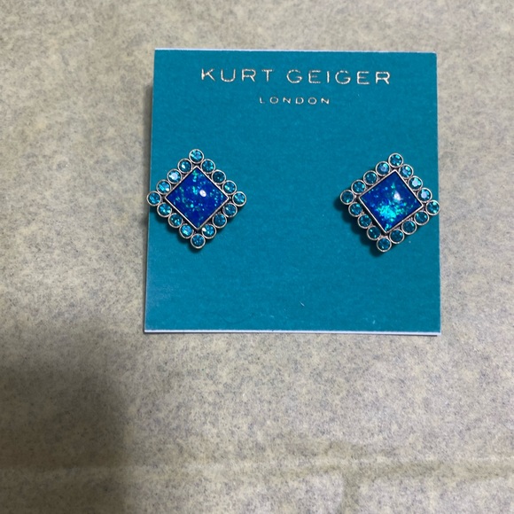 Kurt Geiger Blue Art Deco Earrings - Picture 2 of 6